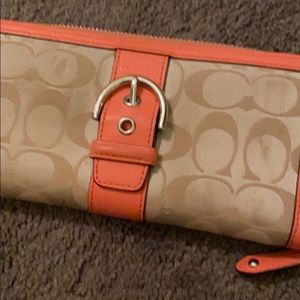 Coach wallet orange and tan